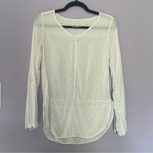 Esprit White Polka Dot Long Sleeve Blouse size XS Lightweight